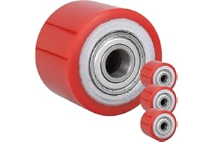 PrimeMatik qr66-vces Roue pour transpalette Rouleau de polyuréthane de 80 x 60 mm 700 kg 4-Pack (qr66), Rouge