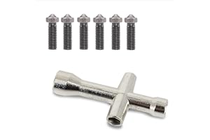 ARTILLERY 3D EXPERT Lot de 6 buses officielles Volcano 1.0mm en Acier inoxydable + clé en croix adaptable 7mm / 5,5mm de diamètre : Kit pour remplacement de buse imprimante 3D FDM