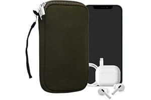 kwmobile Handytasche für Smartphones L - 6,5" - Neopren Handy Hülle Dunkelgrün - Handy Tasche 16,5 x 8,9 cm Innenmaße