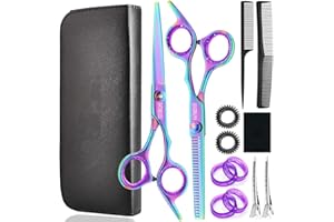 CHICHI:OÜ 14 Stück Friseurschere Satz, 6.7 Zoll Professionelle Effilierschere, Friseurschere Superscharf, Delstahl Haarschneide Set mit Reinigungstuch und Aufbewahrungstasche für Damen Herren Kinder Haustiere