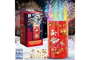 CYJJYZ Feuerwerk Seifenblasenmaschine, Automatische Seifenblasenpistole, mit 130ML Seifenblasenlösung, Aufkleber, Licht, Musik, Kinder Geschenk, für Weinachten, Neujahr, Karneval, Hochzeit, Party