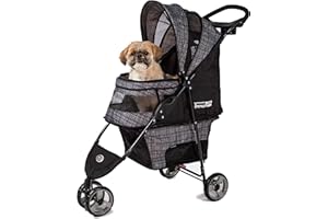 InnoPet Avenue Blended Grey Lightweight Dog & Cat Stroller - Rain Cover Included Compact Urban Pet Buggy, Foldable 2 Wheel Pram with Safety Tethers, & Storage Basket