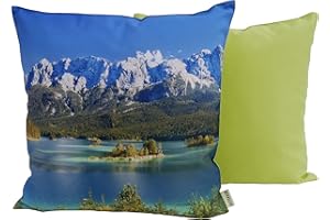 CB Home & Style Outdoor Garten Kissen Wasserabweisend 45 x 45 cm Alpen Berge See (Alpen3See)