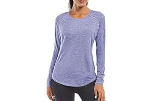 Gyabnw Camiseta Deportivo Mujer Camiseta de Manga Larga Holgada de Secado Rápido Camisetas de Cuello en V Yoga Fitness Running Top Ropa Deportiva Entrenamiento Atlético