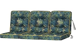 Bjird Cuscino per Panchina - Cuscini Morbidi per Seduta e Schienale, Cuscino per panche da giardino a dondolo, Cuscino per panca altalena Hollywood - 180 cm (3 x 60 cm) - erba verde