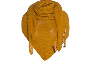 Knit Factory Coco Knitted Shawl - Triangle Scarf Women - Knitted winter scarf - 190x85 cm - Manufactured in Europe - Ladies scarf - Including decorative pin