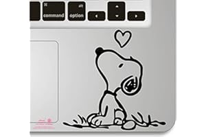 Artstickers. Autocollant pour ordinateur portable ou Macbook. Vinyle Snoopy Cœur pour touchpad Autocollant pour clavier MacBook Pro Air Mac portable Couleur : noir. Cadeau Spilart, marque déposée.