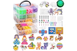 Teneytoyz Perline da Stirare, 12000 PCS Perline a Fusione con Custodia, 5 Pegboard, Guida Utente, Decorazioni, Design Fai Da Te Gioielli Creativo Regali compleanno Natalizio per Bambini (36 Colori)