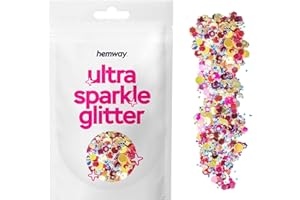 Hemway Party Mix Or Rouge Bleu Rose Glitter Chunky Multi Purpose poudre poussière Arts & Crafts Verre à vin Décoration Mariages Fleurs cosmétiques visage corps yeux Ongles Peau Festival Hair Sample