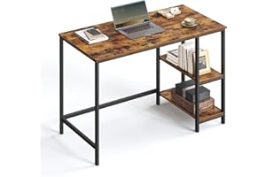 VASAGLE Escritorio, Mesa de Trabajo, 100 x 50 x 76 cm, Estilo Moderno, para Estudio Dormitorio Salón Oficina, Marrón Rústico y Negro Tinta LWD046B01