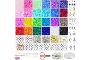 Dazhqp 7000pcs 3mm Glass Seed Beads for Bracelet Making Kit, Small Beads Friendship Bracelet Making kit, DIY Art Craft Girls Gifts (3mm)