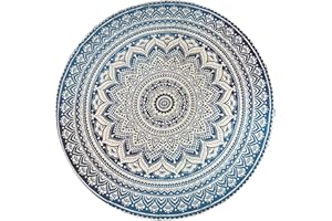 RAAJSEE Mandala Decke, Hippie-Stil, Überwurf für Betten, als Tagesdecke, zum Aufhängen, als Tischdecke, Strandtuch, dekorativer Wandschmuck, rund, baumwolle, blau, 75 inch
