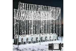 Joycome kurtyna świetlna 6m x 3m, 600 diod LED, 8 trybów, oświetlenie bożonarodzeniowe zasilane prądem, wodoodporny łańcuch świetlny do ściany, pokoju, balkonu, na zewnątrz i wnętrz, dekoracja