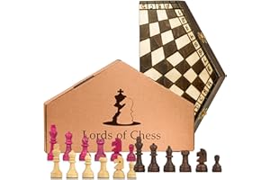 Echecs Jeu Echec Echiquier en Bois pour Trois 40 x 35 cm - Echec Jeux d'echec Chess Echequiers Pièces Grand pour Adulte Enfants 3 Personnes échecs
