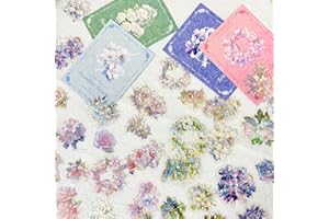 ‎ARPAPER Arpaper Scrapbook Zubehör Stickers 80 Stück,Laser Bullet Journal Sticker PET Blume Scrapbooking Zubehör Glitzer Harz Set Scrapbooking Sticker Aufkleber Deko für Fotoalbum，Kalender(Flower spectrum 1)