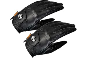 Dega Gant Golf Lot de 2 Gants de Golf en Cuir Cabretta Gant Golf Homme Main Gauche Poignée Douce Noir Taille
