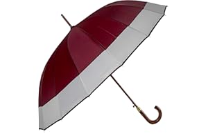 Palucart Ombrello Maxi Grande da Uomo e Donna - Antivento, Automatico, Manico e Asta Effetto Legno, 16 Stecche (BORDEAUX)