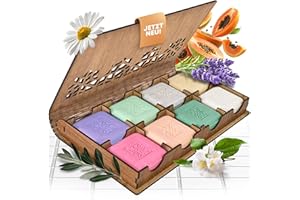 LOG-Beauty - Geschenke für Frauen - 8x80g kaltgepresste Handseife in eleganter Holzbox - duftende Wellness Geschenkidee - Duschseife - Seife Stück - Seife fest - Duschseife