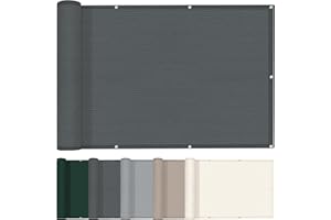 HENG FENG Balcón Pantalla Protección de Privacidad 90x600cm HDPE Protección UV Resistente al Viento Sujetacables Adjundas para Jardín Balcón Terraza Antracita