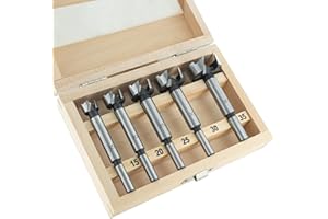 ENT EUROPEAN NORM TOOLS ENT 25100 Juego de 5 brocas Forstner WS Ø 15-20-25-30-35 mm - para perforar agujeros ciegos en madera blanda fácilmente