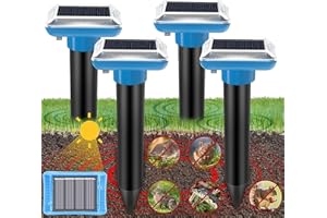 QUEATH Lot de 4 répulsifs solaires Anti-Taupes - Répulsif à ultrasons - pour repousser Les campagnols, Les Taupes - pour chasser Les campagnols