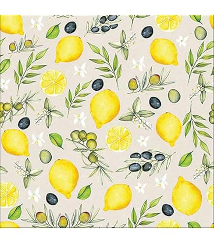 20 Tovaglioli Di Carta Frutta Del Sud Limoni 24x24 Cm | 3 Strati, Qualità Premium, Perfetti Per Découpage E Fai Da Te