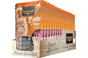 Leonardo Worek świeżości [16 x 85 g kaczka + ser] | mokra karma dla kotów bez zbóż | mokra karma w pojedynczym woreczku