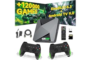 XIXIMENG G36 Pro Console de Jeux Rétro Console retrogaming,120000+ Jeux 50+ émulateurs,Double Système EmuELEC 4.3 + Android 9.0,Console de Jeux 4K HD Plug and Play pour TV,avec 2 Manettes sans Fil (256G)