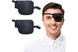 DROKENLE 2PCS Eye Patches for Adults, Adjustable Medical Eye Patch, Left or Right Eyes Patches for Lazy Eye Amblyopia Strabismus or After Surgery, Vision Training & Recovery Blindfolds (Black)