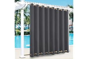 LIVEGO Cortinas de Exterior Resistentes a la Intemperie,Cortinas para Exteriores Opacas con Aislamiento térmico para Exteriores para jardín,Patio,Puerta,Gazebo,pérgola,balcón,Gris oscuro,1 Pieza|254x213cm