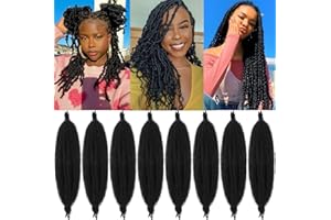 Samtress 24 Inch Pre Separated Springy Afro Twist Hair 8 Packs Pre Fluffed Popping Spring Twist for Crochet Locs Natural Black Marley Twist Braiding Hair Synthetic for Black Women (#1B)