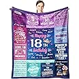 Wisegem 18th Birthday Gifts for Girls - Gifts for 18 Year Old Teen Girl Decorations 60"x50" Blankets - Presents for Daughter Bestie Sister- 18 Yr Birthday Gift Ideas - 18th Bday Decor
