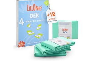 LillOne 4 Ricariche Sacchetti Anti Odore, Compatibili con Bidoni Korbell Classic 16 Litri e Litter Champ - 12 Metri Ricarica per Lettiera per Gatti e Mangiapannolini - Buste Universali e Extra Lunghe