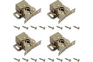 HARMAC HOUSE Door Catches Latches, 4 Pack Double Roller Strong Hold Cupboard Cabinet Door Catches, Double Roller Catches Cabinet Catches Door Latches (Gold)