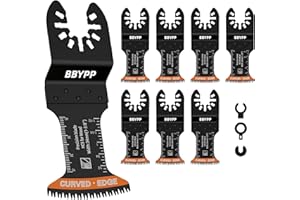 BBYPP 7tlg Multitool Sägeblätter, Bogenkante Fein Multimaster Sägeblätter mit Japanischer Zahnung, Sauberer Schnitt für Holz, Kunststoff