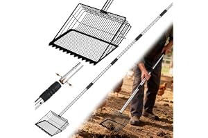 Hahorpa 25 cm stor kyckling bajs-skopa långt handtag 60-175 cm justerbar | Kycklingkratta med 7 mm fint nät, bajsskopemetall för djurhus