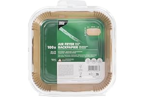 PAPSTAR, 100 papeles de horno de 23 cm x 23 cm x 4,5 cm, color marrón para freidoras de aire caliente