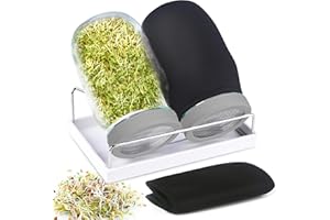 TEDOLATE Sprossen Keimglas, Sprouting Jar zum Sprossen Züchten Sprossenzucht, Sprossenglas Keimglas Set, Keimglas für Sprossen Zucht, Keimschale, Microgreens (Grau)