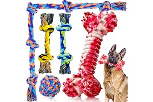 SHARLOVY Juguetes masticables para Perros para masticadores agresivos, Juguetes XL para Perros Grandes, Paquete de 5 Juguetes para Perros indestructibles para masticadores agresivos, Juguetes de Cuerda de