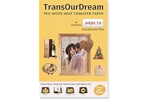 TransOurDream Tru-Wood Heat Transfer Paper for Inkjet Printer (10 Sheets, A4) Printable Iron on Transfers for Wood,Easy to Use(Inkjet 1.0)