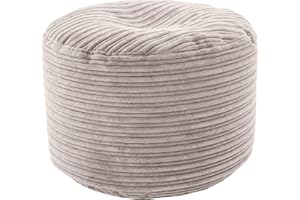 Loft 25 Runder Beanbag Fußhocker | Wohnzimmer Jumbo Cord Fußstütze für den Innenbereich | Leichter Gaming Pouf für Erwachsene | Langlebig Ergonomisches Design für Stunden der Entspannung (Nerz)