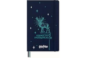 Moleskine Monde des Sorciers de Harry Potter Collection Sortilèges Patronum Notebook, Carnet à Rayures avec Couverture Rigide Phosphorescente et Gardes Personnalisées, Format Large 13 x 21 cm