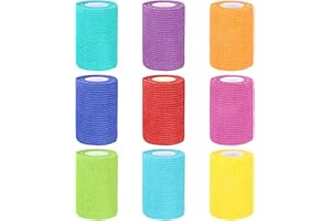 VUXAVA 9 Roll Selbstklebender Verband 7,5cm x 4,5m Haftbandage Selbsthaftende, Elastische Bandage für Finger, Fixierverband Pet Vet Wrap Pferd Dog Bandagen