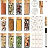 set di 24 barattoli per spezie in vetro con coperchi in bambù, contenitori per condimenti a da con etichette adesive, coperchi shaker , organizer da cucina per erbe e spezie - casa