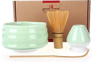 Goodwei Juego de té Matcha Premio - Cuenco Ceremonial, Batidor y Soporte (Minto, 80)