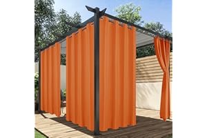 HolidayIdeas Outdoor Curtains for Patio Waterproof, 4 Panels - 54 x 84 Inch - Privacy Protection & Light Filtering Curtains Grommet Outside Curtains for Porch, Gazebo, Pergola (Mecca Orange)