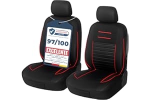 Upgrade4cars Fundas Asientos Delanteros Coche Universales Negro Rojo | Cubre Universal | Protector de Asiento Delantero para Conductor y Copiloto | Accesorios Interior Decoracion