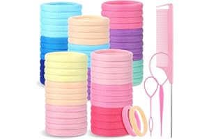 aurorayer 100 Stück Haargummis Mädchen,4.3cm Große Seamless Bunt Elastisch Haargummis Damen with Stielkamm für Mädchen,Damen Haar