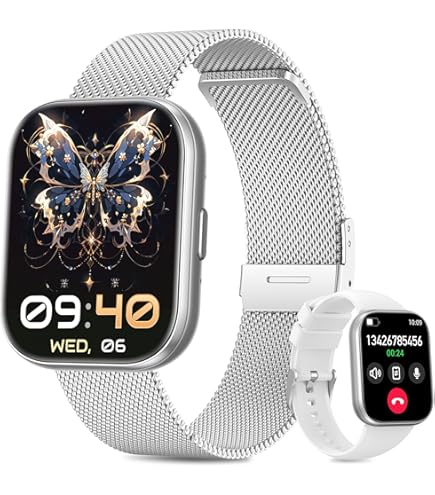 LODIMEKE Slimme Horloge Voor Mannen En Vrouwen - Aanroep, Bloeddruk, Hartslag, Slaapmonitoring, 1.96'' AI Sporthorloge Met 100 Sportmodi, Rekenmachine, Weerupdate, Compatibel Met iOS En Android