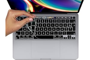 MyGadget Coque Clavier AZERTY pour Apple MacBook Pro 13" [A2289 A2251 A2338 M1] & Pro 16 Pouces [A2141] - Protection Silicone Couverture Anti Poussière Noir